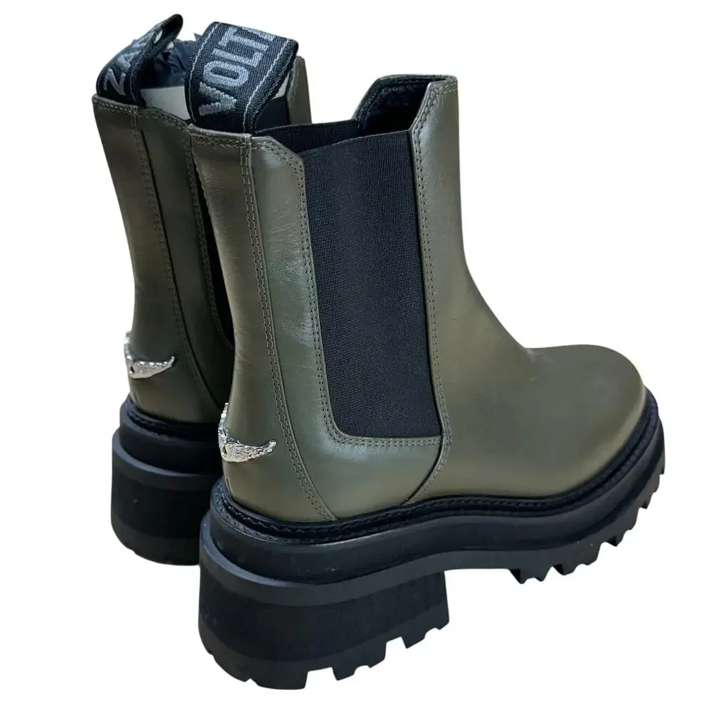 Zadig & Voltare Ride Chelsea Boot Green/Black Women's Size 36 (US 5) NWOB